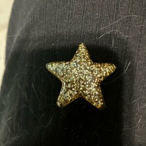 Vintage gold with encased silver glitter, Lucite star shaped pin BROOCH.